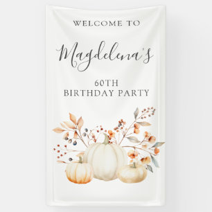 60. Geburtstag Pumpkin Herbstlaub Vertikale Außenw Banner