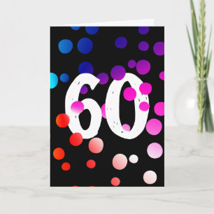 60. Geburtstag: Rainbow Dots auf Black Card Karte