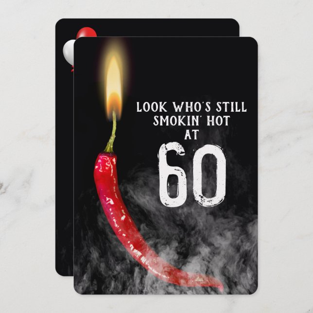60. Geburtstag Red Hot Pepper Candle Einladung (Vorne/Hinten)