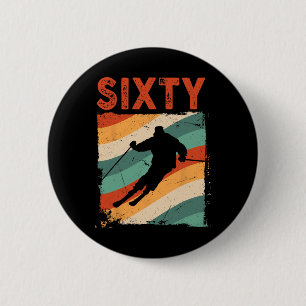 60. Geburtstag Retro Skifahren 60 Jahre alt Männer Button