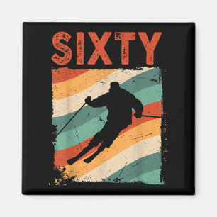 60. Geburtstag Retro Skifahren 60 Jahre alt Männer Magnet