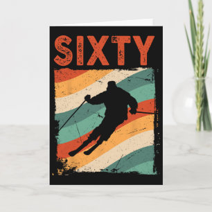 60. Geburtstag Retro Skifahren 60 Jahre alte Männe Karte