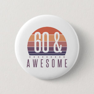60. Geburtstag Retro Sonnenuntergang Button