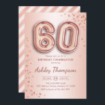 60. Geburtstag - Rose Gold Balloons Einladung<br><div class="desc">60. Geburtstagsfeier Einladung. Elegantes Design in Imitate Glitzer Rose Gold. Die Einladungs-Karte verfügt über Rose Gold Nummer 60 Ballons und Skript-Schriftart. Ideal für eine stilvolle Feier. Nachricht,  wenn du ein Alter brauchst.</div>