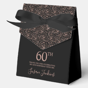 60. Geburtstag Rose Gold Glitter Rosen Danke  Geschenkschachtel