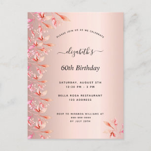 60. Geburtstag Rose Gold Rosa Blumenladen Postkarte
