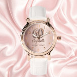 60. Geburtstag Rose Goldname Armbanduhr<br><div class="desc">Ein Geschenk für einen 60. Geburtstag. Eine Hintergrundfarbe für den Farbverlauf in Rose. Name,  Datum hinzufügen</div>
