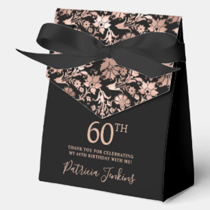60. Geburtstag Roségold Florales Dankeschön Geschenkschachtel