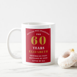 60. Geburtstag Rot und Gold Ihren Namen hinzufügen Kaffeetasse