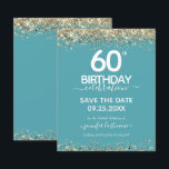 60. Geburtstag Save the Date Einladung<br><div class="desc">Eleganter Imitat Gold Glitzer mit schimmernden Konfetti Highlights auf der Ober- und Untergrenze. Alle Texte sind individuell einstellbar und lassen sich für Ihr eigenes Party leicht ändern. Sehr elegantes Design aus dem 60. Jahrhundert.</div>