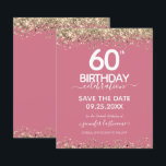 60. Geburtstag Save the Date Einladung<br><div class="desc">Eleganter Imitat Gold Glitzer mit schimmernden Konfetti Highlights auf der Ober- und Untergrenze. Alle Texte sind individuell einstellbar und lassen sich für Ihr eigenes Party leicht ändern. Sehr elegantes Design aus dem 60. Jahrhundert.</div>