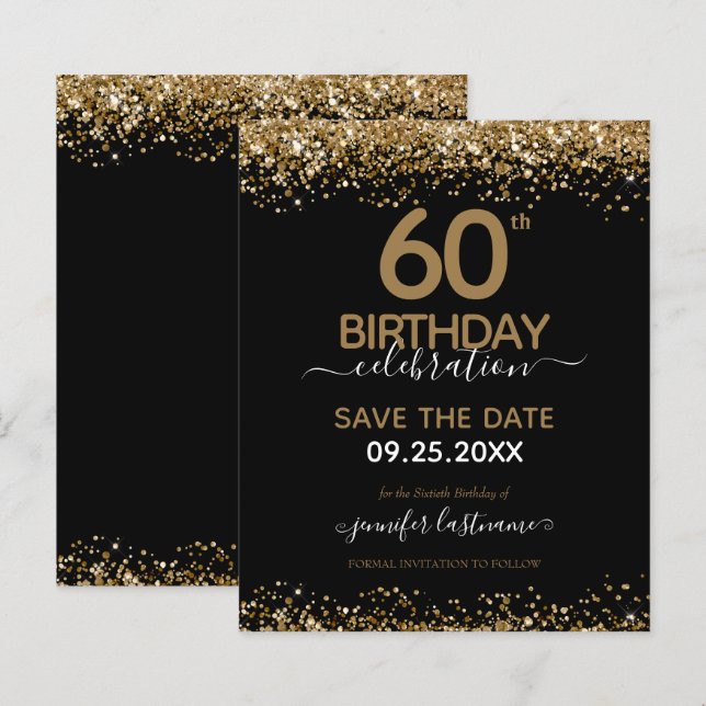 60. Geburtstag Save the Date Einladung (Vorne/Hinten)