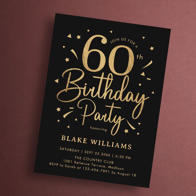 60. Geburtstag Schwarz Gold Einladung (Von Creator hochgeladen)