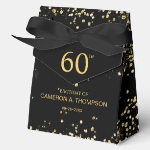 60. Geburtstag  Schwarz & Gold Konfetti Personalis Geschenkschachtel