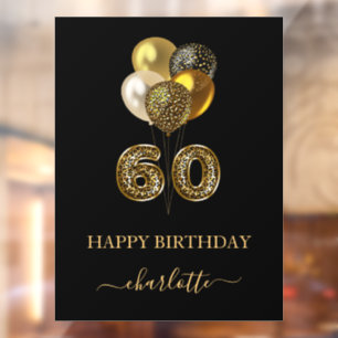 60. Geburtstag schwarz gold Leopard Name Schriftzu Fensteraufkleber