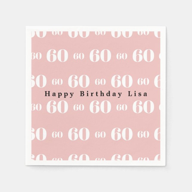 60. Geburtstag Schwarz Serviette (Vorderseite)