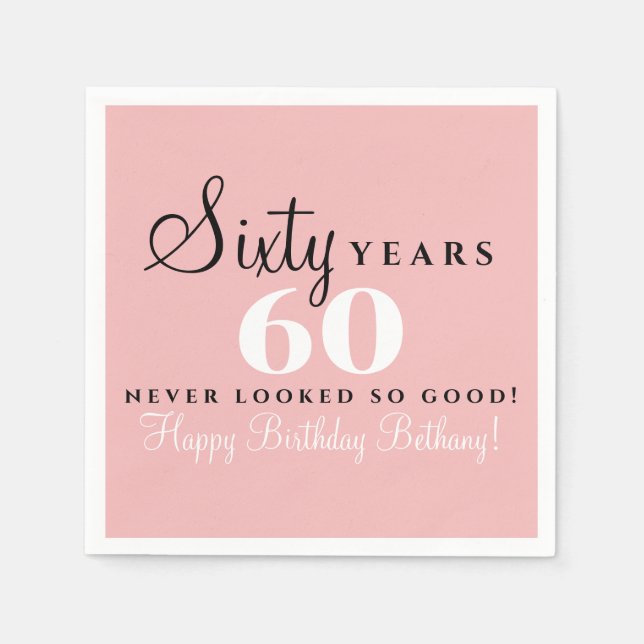 60. Geburtstag Schwarz Serviette (Vorderseite)