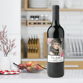 60. Geburtstag Schwarz-weiße Streifen Blumenkohl-F Weinetikett