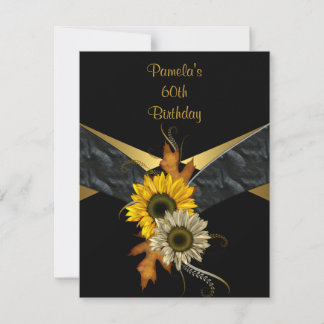 60. Geburtstag Schwarze Gelbe Sonnenblume Einladung