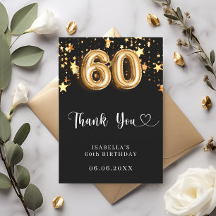 60. Geburtstag schwarze goldene Sterne Dankeskarte