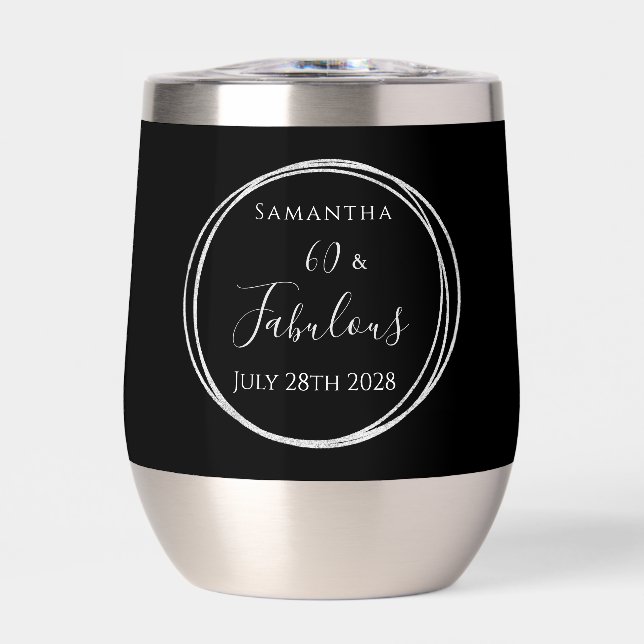 60. Geburtstag Schwarze Silber Personalisierte Par (Vorderseite)