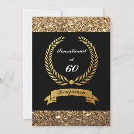 60. Geburtstag Schwarzer Glitzer Elegantes Party Einladung