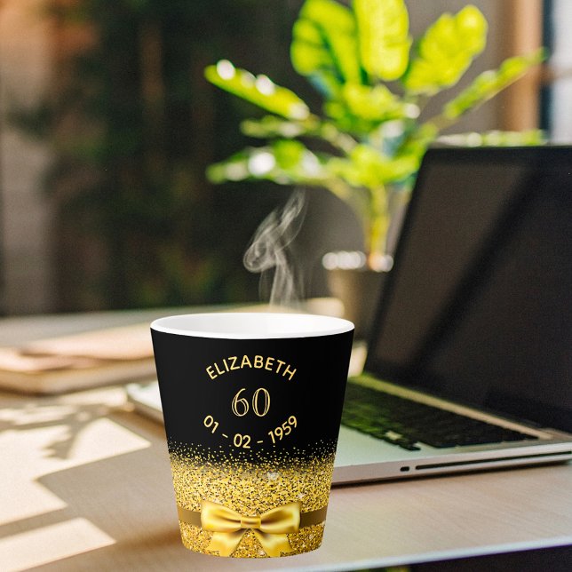 60. Geburtstag schwarzer Goldbug Milchtasse (Von Creator hochgeladen)