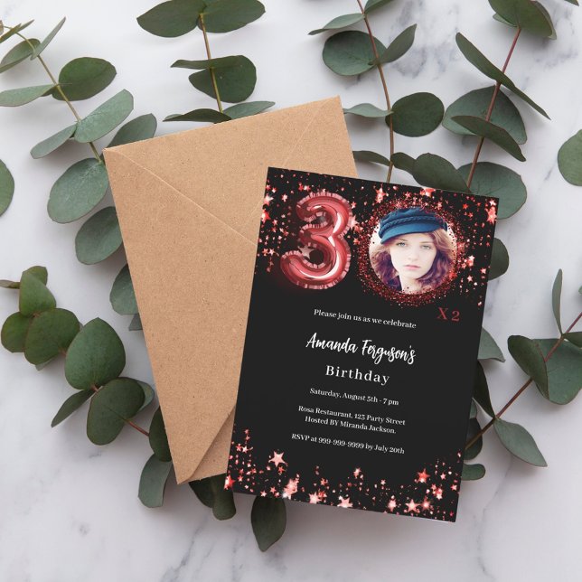 60. Geburtstag schwarzes Foto Goldstars Einladung (Von Creator hochgeladen)