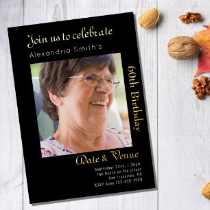 60. Geburtstag Schwarzes Gold Folieneinladung