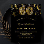 60. Geburtstag schwarzes Gold Leopard Einladung Flyer<br><div class="desc">Eine moderne,  stilvolle und glamouröse Einladung zu einer 60. Geburtstagsfeier. Schwarzer Hintergrund,  mit Konfetti dekoriert. Der Name ist mit einem modernen handgeschriebenen Stilskript geschrieben. Personalisieren Sie Ihre Party-Daten und fügen Sie sie hinzu. Nummer 60 ist mit einem angesagten Ballon-Stil Schriftart geschrieben,  Leopardenmuster.</div>