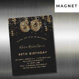 60. Geburtstag schwarzes goldenes Leopardenmuster  Magneteinladung