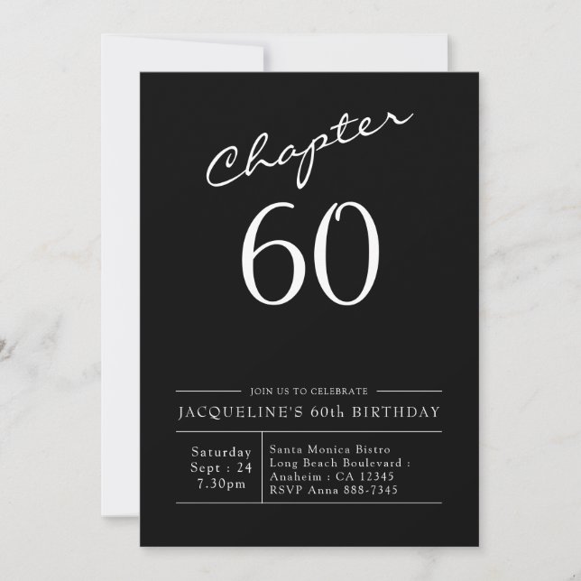 60. Geburtstag, Script 60 Party Einladung (Vorderseite)