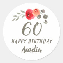 60. Geburtstag Script Watercolor Floral Frau