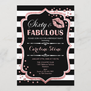 60. Geburtstag - Sechzig fabelhafte Schwarze Rose Einladung