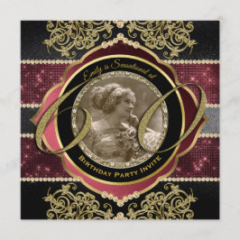 60. Geburtstag Sechzigste Gold Ruby Gems Foto Fram Einladung