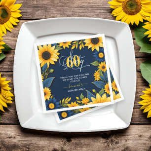60. Geburtstag Sonnenblume Rustikal Serviette