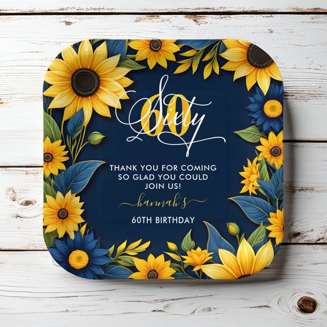 60. Geburtstag Sonnenblume Vielen Dank Pappteller (Von Creator hochgeladen)