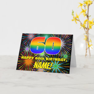 60. Geburtstag: Spaß, bunte feierliche Feuerwerke Karte