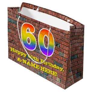 60. Geburtstag: Spaß, Graffiti-inspirierter Regenb Große Geschenktüte