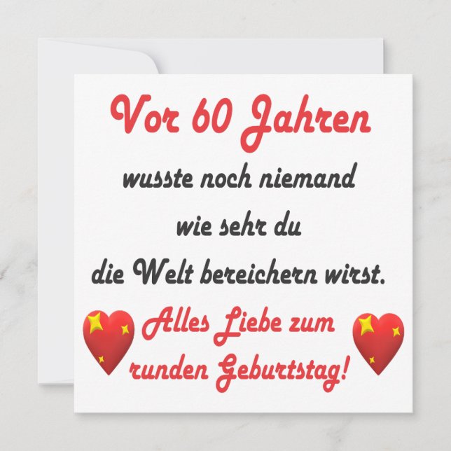 60. Geburtstag Spruch und Gratulation (Vorderseite)
