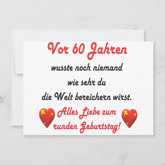 60. Geburtstag Spruch und Gratulation (Vorderseite)