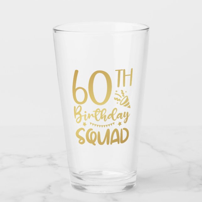 60. Geburtstag Squad 60 Party Crew trinken Glas (Vorderseite)