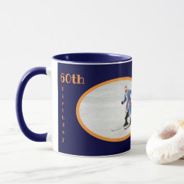 60. Geburtstag Text Foto Vorlage Blue Orange Fun Tasse