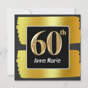 60. Geburtstag Thema Schwarz und Gold Einladung
