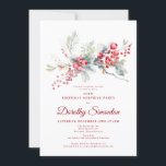 60. Geburtstag Überraschung Party Greenery Red Ber Einladung<br><div class="desc">Freuen Sie sich auf ein außergewöhnliches Party zum Wintergeburtstag mit roter Beere und grünem Blumendesign. Tiefe rote Beeren sind in Blätter und Ästen eingebettet. Roter Text trägt zur festlichen Stimmung bei. Dieser Artikel ist Teil der Winter Berry Collection. Es enthält Vorlagen, mit denen Sie schnell eine einzigartige Einladungssuite und passende...</div>