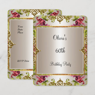 60. Geburtstag Verzierte Vintage Lilac Floral Crem Einladung