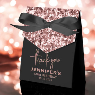 60. Geburtstag Vielen Dank Rose Gold Glitzer Scrip Geschenkschachtel