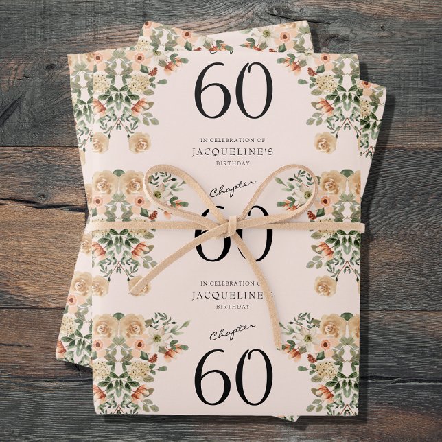 60. Geburtstag Vintag Geschenkpapier Set (60th Birthday Vintage Floral Wrapping Paper Sheets
Throwback to a time of elegance and charm.)