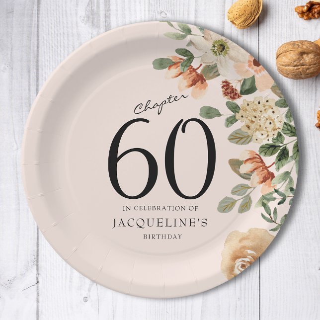60. Geburtstag Vintag Pappteller (60th Birthday Vintage Floral Paper Plates
Discover the perfect addition to your loved one's  party.)