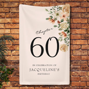 60. Geburtstag Vintage Blumen Banner